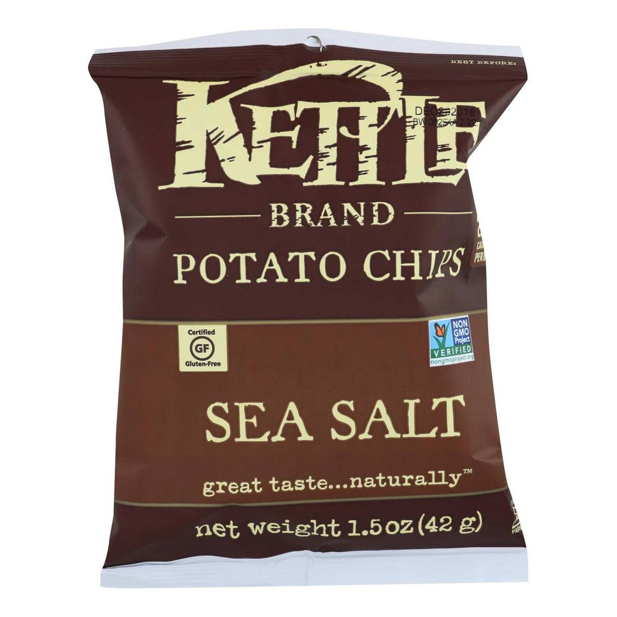 Kettle Brand Potato Chips Sea Salt 1.5 Oz - 2 Cases of 24 (Total 48 Bags)