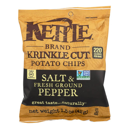 Kettle Brand Potato Chips Sea Salt And Crushed Black Pepper Natural Ingredients 1.5 Oz - 2 Cases of 24 (Total 48 Bags)