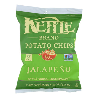 Kettle Brand Potato Chips Jalapeno Hot 1.5 Oz - 2 Cases of 24 (Total 48 Bags)