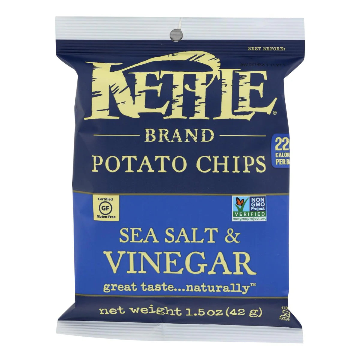 Kettle Brand Potato Chips Sea Salt and Vinegar 1.5 Oz - 2 Cases of 24 (Total 48 Bags)